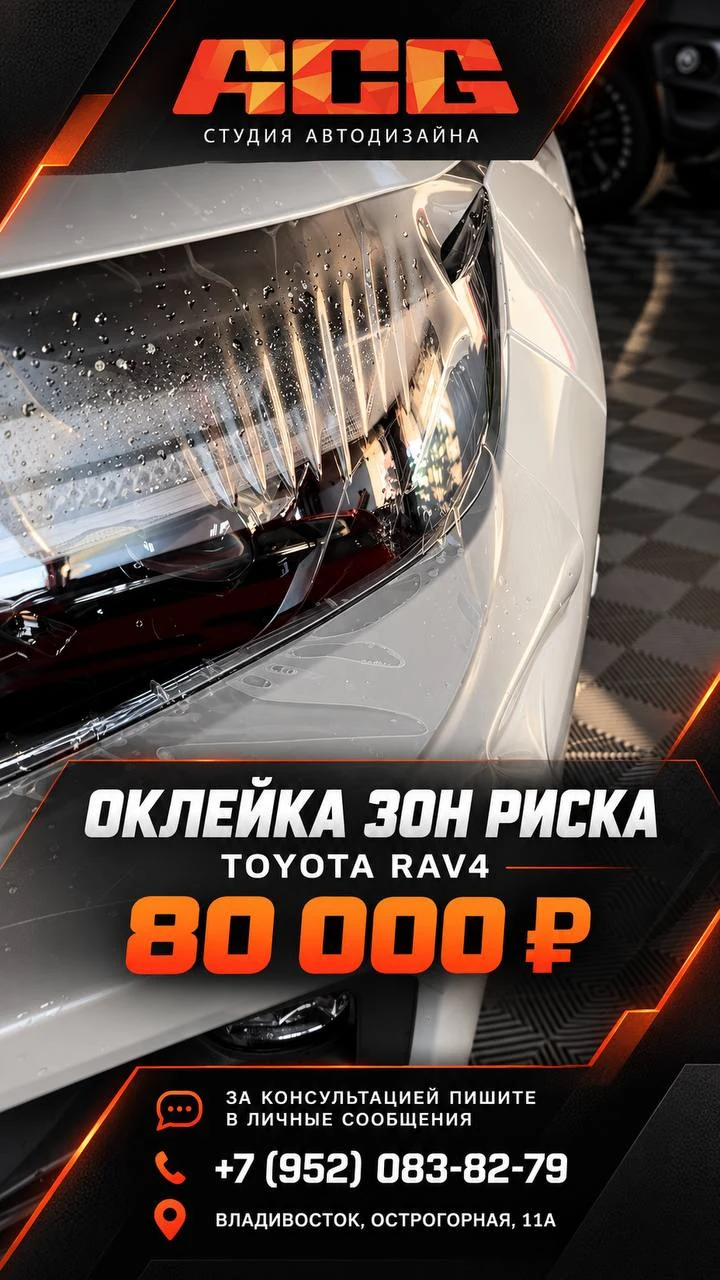 Оклеивание зон риска Toyota RAV4 — коллаж ACG